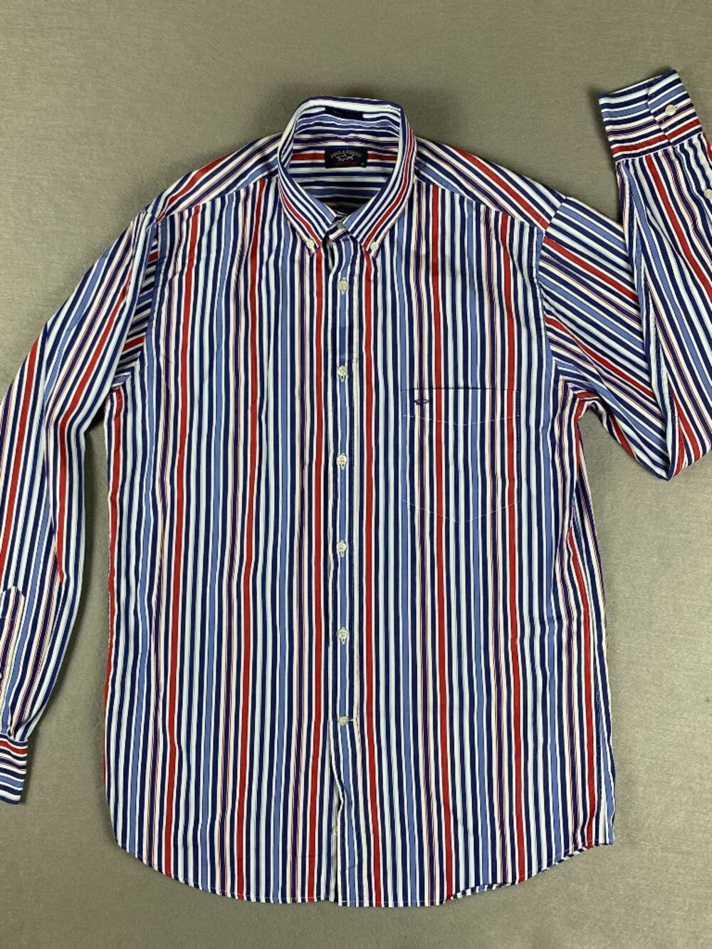 Paul & Shark Yachting Shirt Mens 16 Blue Red White Stripe Button Down Cotton